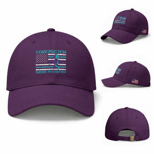 Construction Suicide Prevention Awareness Baseball Cap Mental Health American Flag TS11 Baseball Cap Universal Fit Purple Print Your Wear