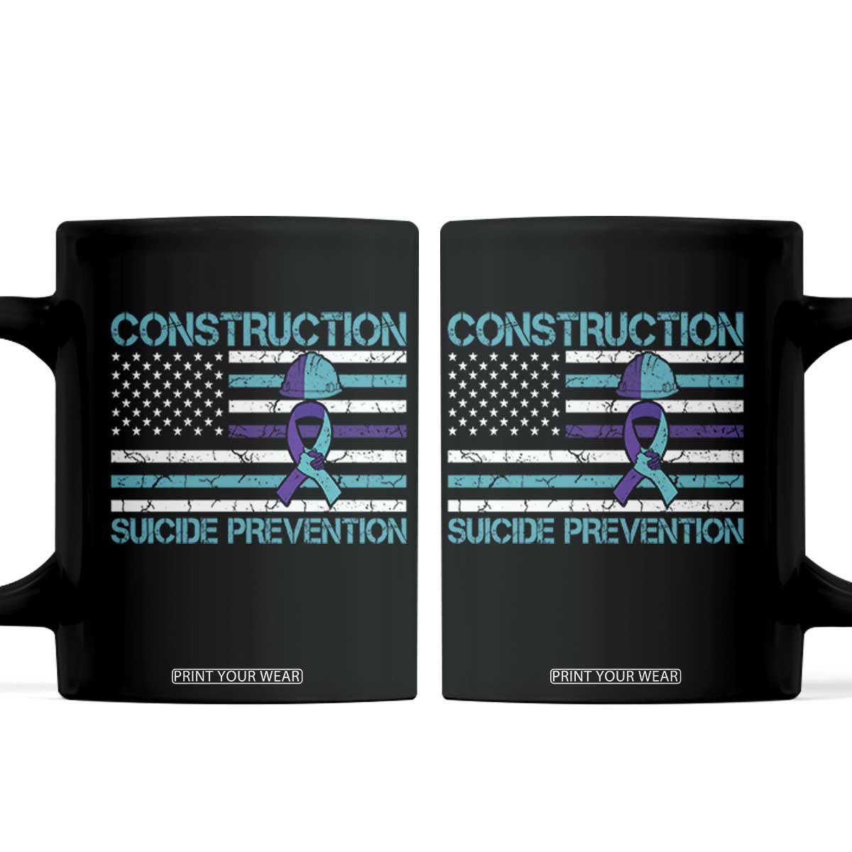 Construction Suicide Prevention Awareness Coffee Mug Mental Health American Flag TS11 Black Print Your Wear