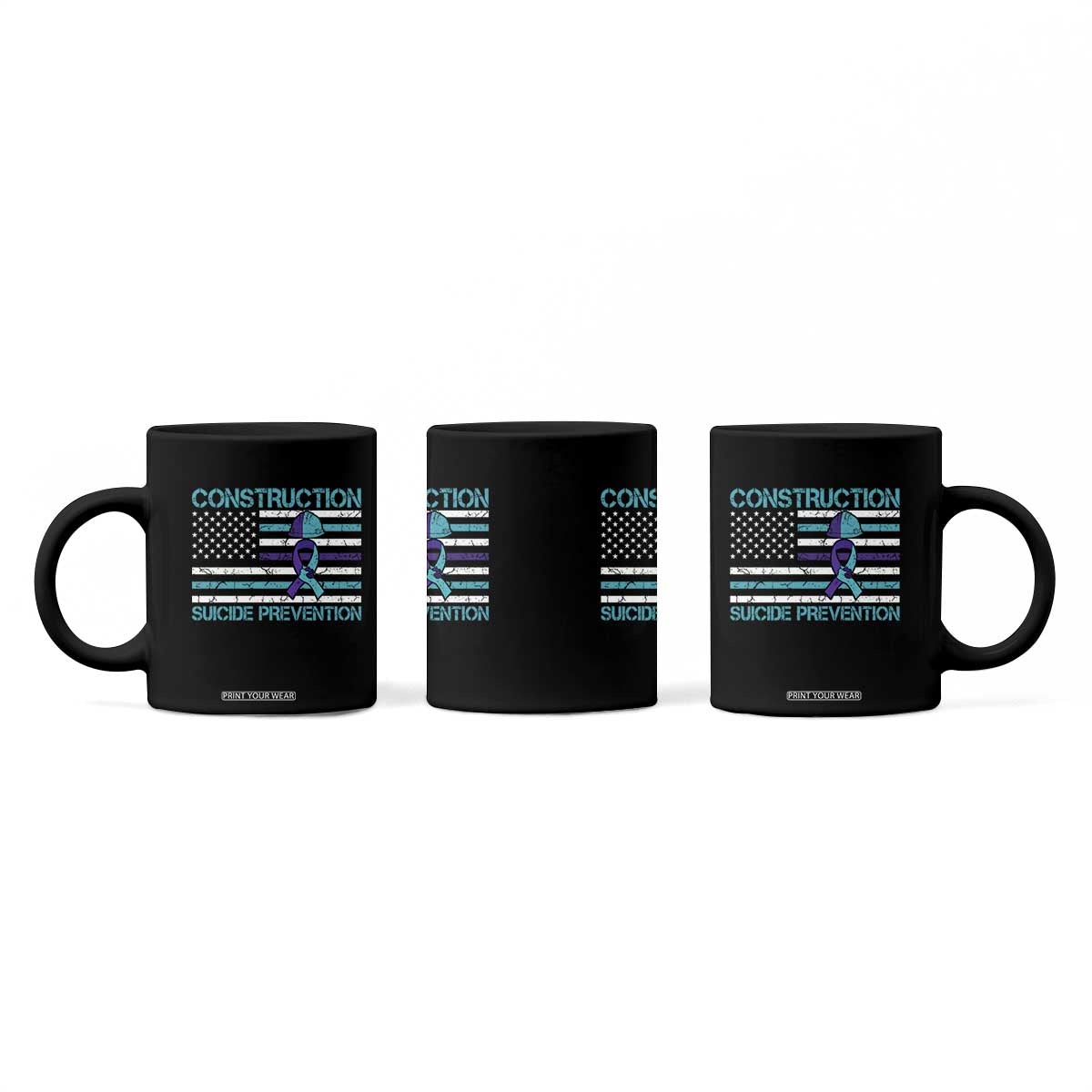 Construction Suicide Prevention Awareness Coffee Mug Mental Health American Flag TS11 Print Your Wear