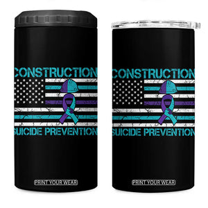 Construction Suicide Prevention Awareness 4 in 1 Can Cooler Tumbler Mental Health American Flag TS11 One Size: 16 oz Black Print Your Wear