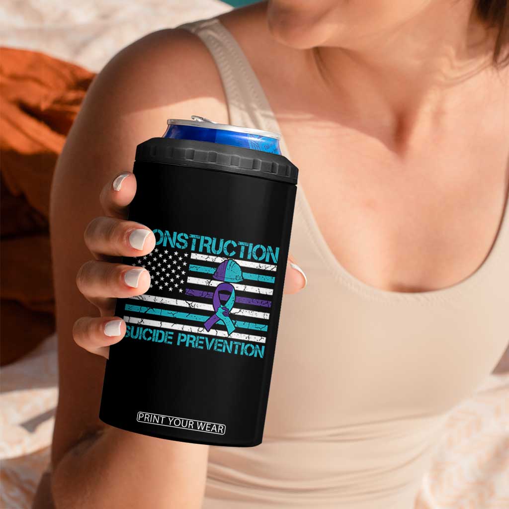 Construction Suicide Prevention Awareness 4 in 1 Can Cooler Tumbler Mental Health American Flag TS11 Print Your Wear