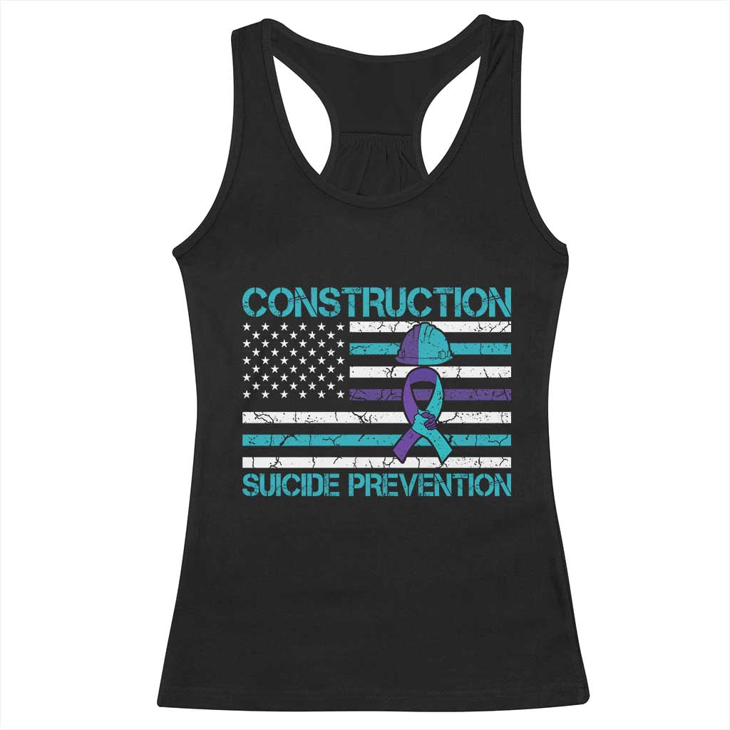Construction Suicide Prevention Awareness Racerback Tank Top Mental Health American Flag TS11 Black Print Your Wear