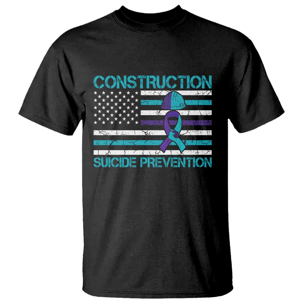 Construction Suicide Prevention Awareness T Shirt Mental Health American Flag TS11 Black Print Your Wear
