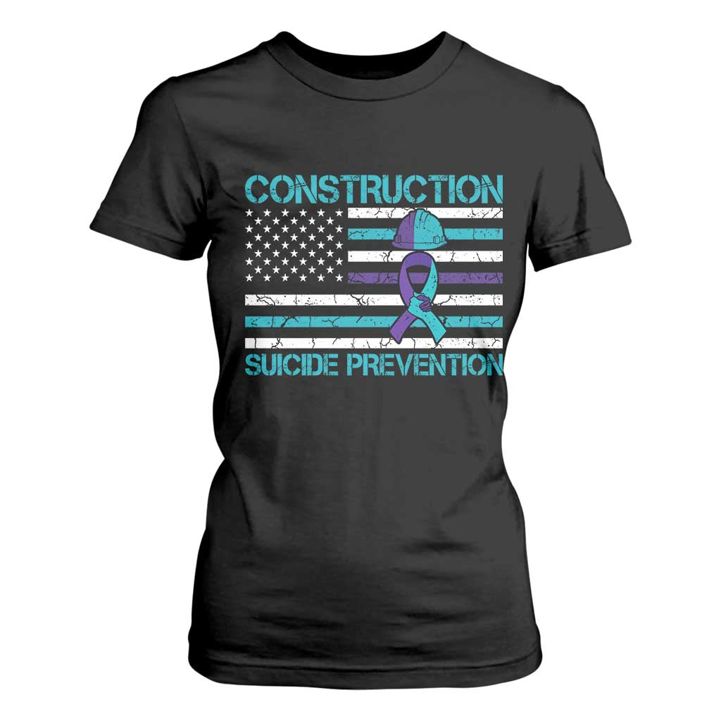 Construction Suicide Prevention Awareness T Shirt For Women Mental Health American Flag TS11 Black Print Your Wear