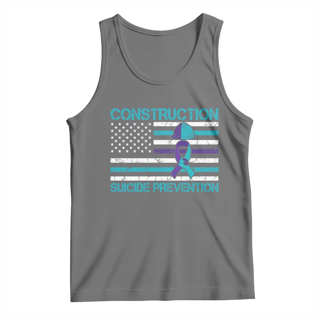 Construction Suicide Prevention Awareness Tank Top Mental Health American Flag TS11 Black Heather Print Your Wear