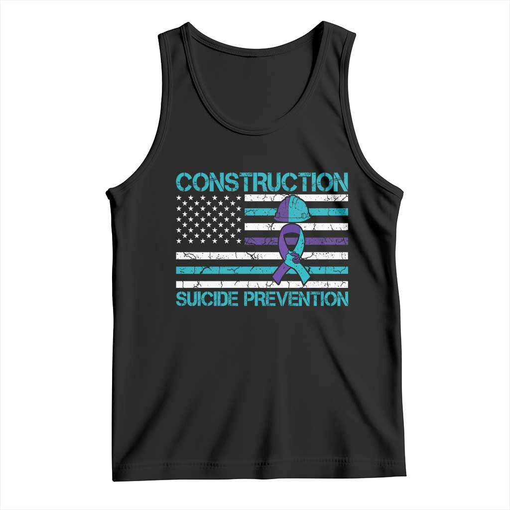 Construction Suicide Prevention Awareness Tank Top Mental Health American Flag TS11 Black Print Your Wear