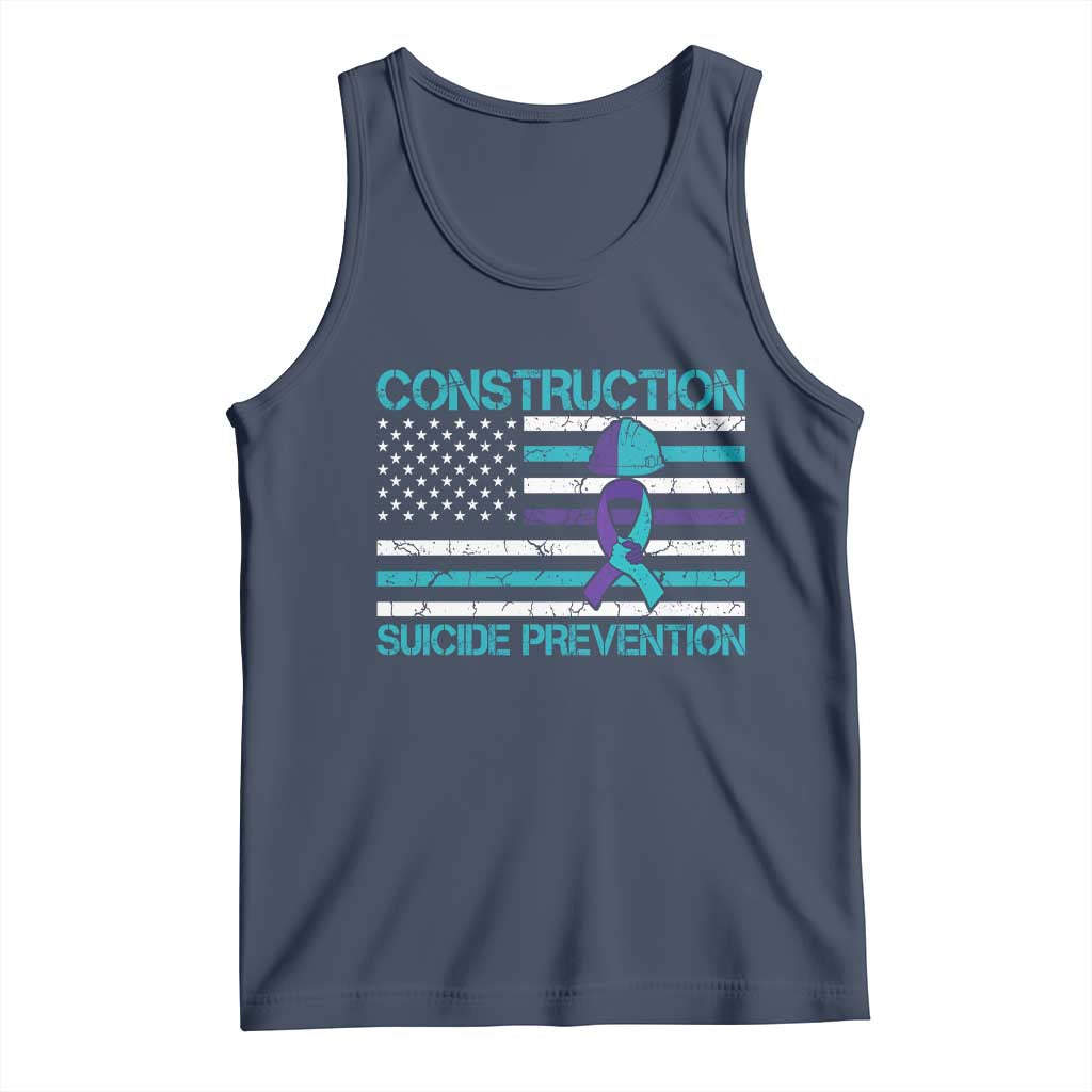 Construction Suicide Prevention Awareness Tank Top Mental Health American Flag TS11 Navy Print Your Wear