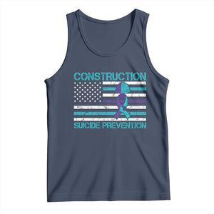 Construction Suicide Prevention Awareness Tank Top Mental Health American Flag TS11 Navy Print Your Wear