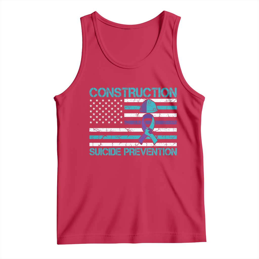 Construction Suicide Prevention Awareness Tank Top Mental Health American Flag TS11 Red Print Your Wear