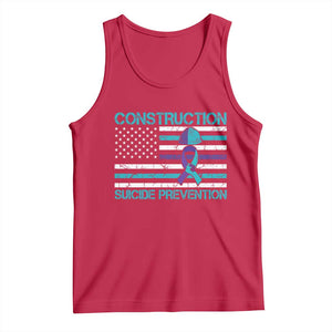 Construction Suicide Prevention Awareness Tank Top Mental Health American Flag TS11 Red Print Your Wear