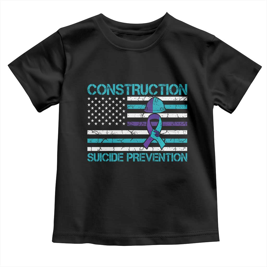 Construction Suicide Prevention Awareness Toddler T Shirt Mental Health American Flag TS11 Black Print Your Wear
