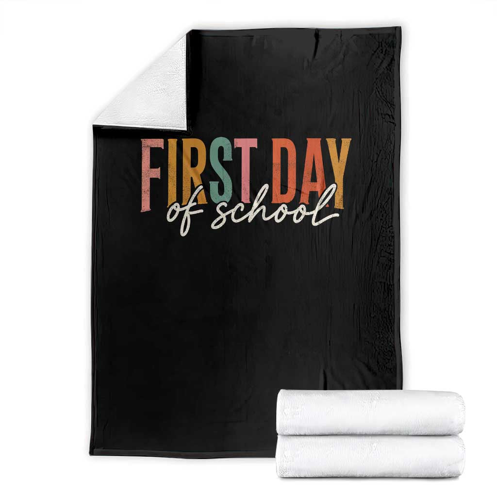 First Day of School Teacher Student Throw Blanket Funny Back to School Retro TS11 Black Print Your Wear