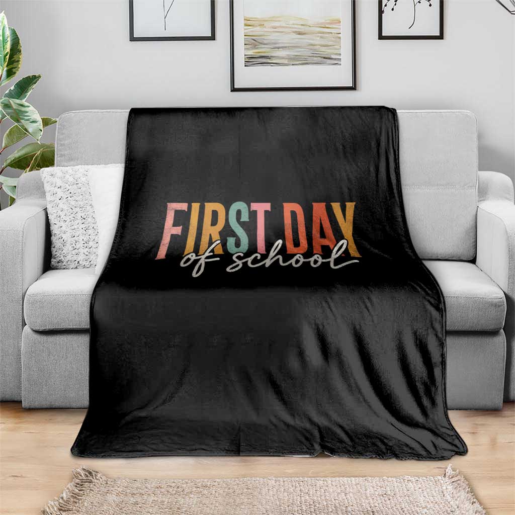 First Day of School Teacher Student Throw Blanket Funny Back to School Retro