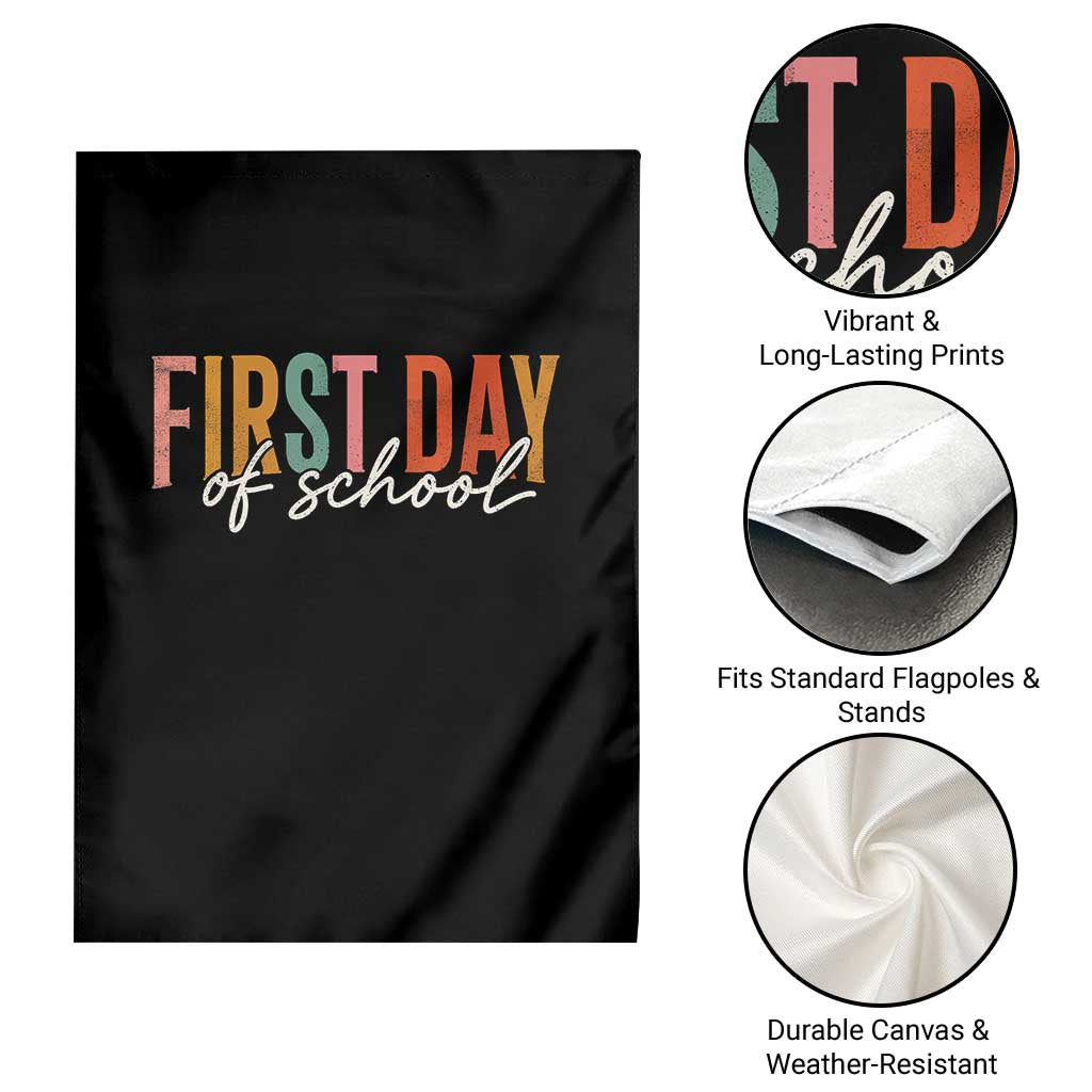First Day of School Teacher Student Garden Flag Funny Back to School Retro