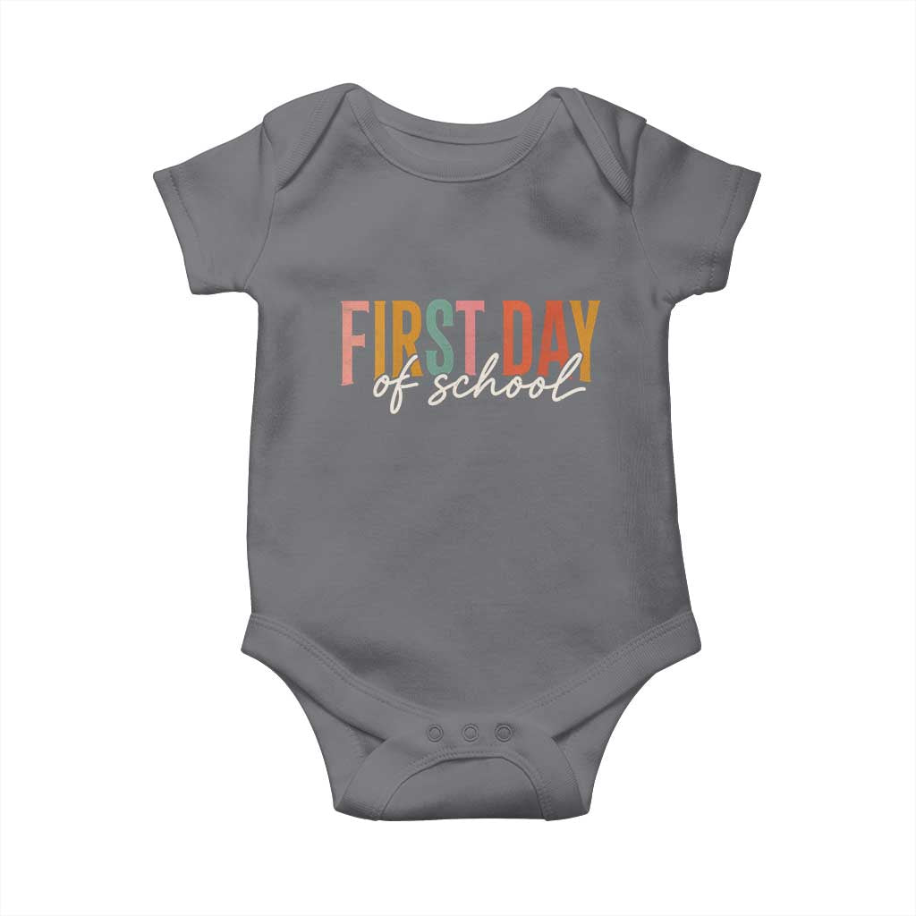 First Day of School Teacher Student Baby Onesie Funny Back to School Retro TS11 Charcoal Print Your Wear