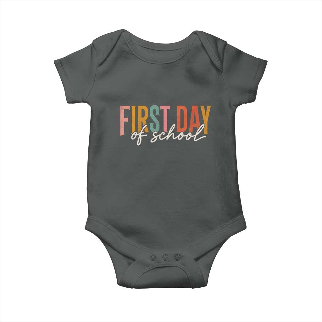 First Day of School Teacher Student Baby Onesie Funny Back to School Retro TS11 Dark Heather Print Your Wear