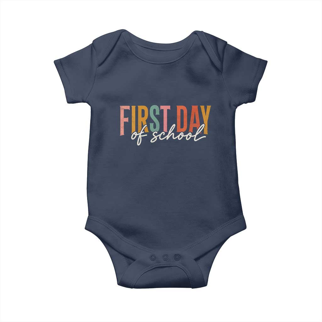 First Day of School Teacher Student Baby Onesie Funny Back to School Retro TS11 Navy Print Your Wear
