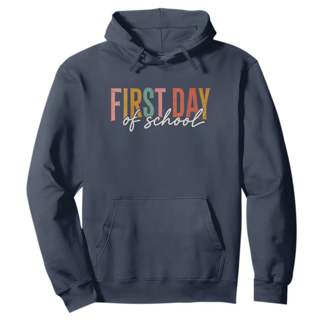 First Day of School Teacher Student Hoodie Funny Back to School Retro TS11 Navy Print Your Wear