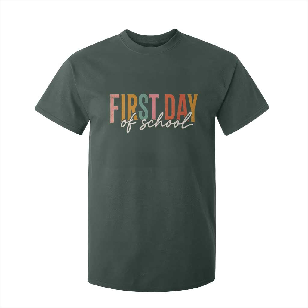 First Day of School Teacher Student T Shirt For Kid Funny Back to School Retro TS11 Dark Forest Green Print Your Wear