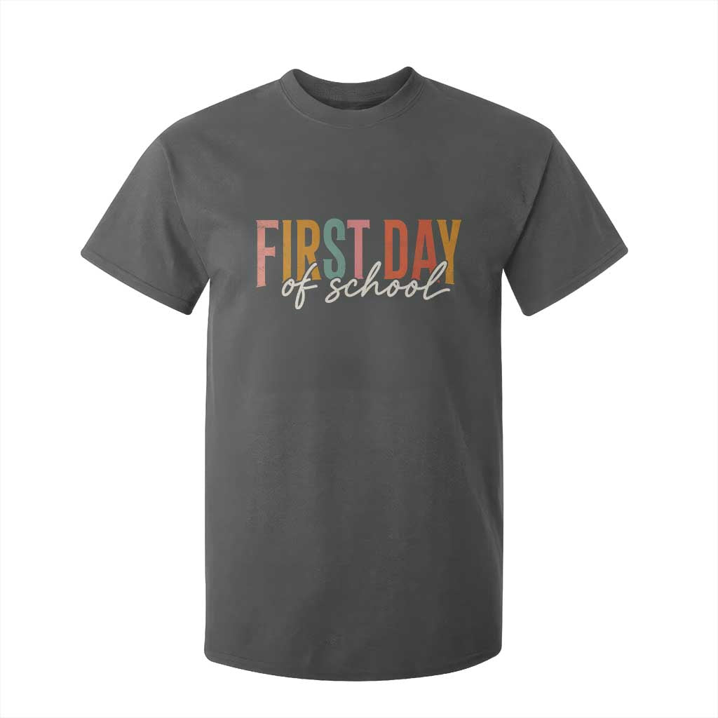 First Day of School Teacher Student T Shirt For Kid Funny Back to School Retro TS11 Dark Heather Print Your Wear