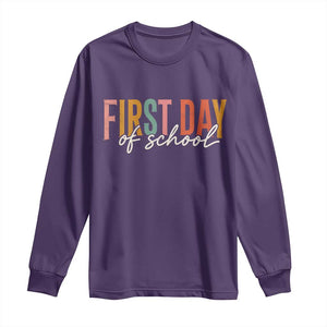 First Day of School Teacher Student Long Sleeve Shirt Funny Back to School Retro TS11 Purple Print Your Wear