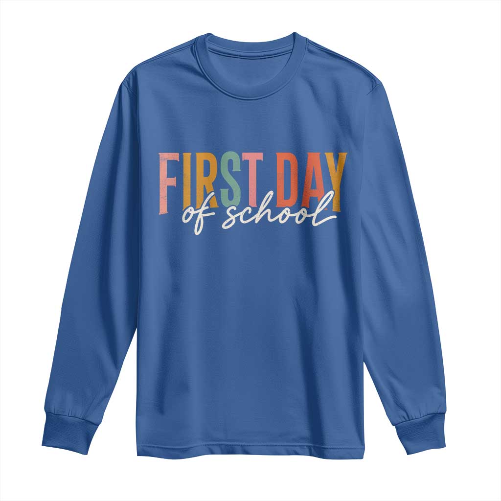 First Day of School Teacher Student Long Sleeve Shirt Funny Back to School Retro TS11 Royal Blue Print Your Wear