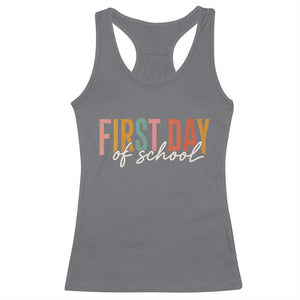 First Day of School Teacher Student Racerback Tank Top Funny Back to School Retro TS11 Charcoal Print Your Wear