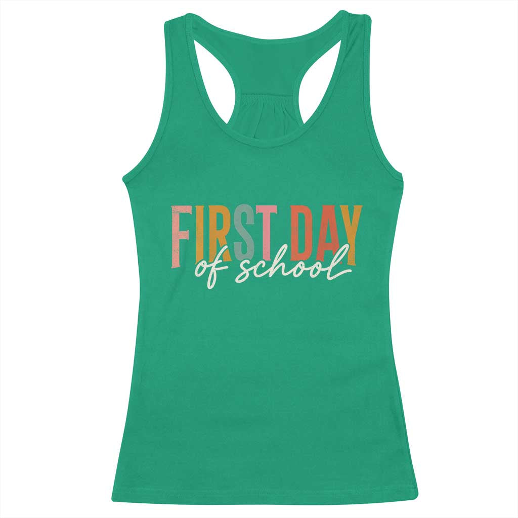 First Day of School Teacher Student Racerback Tank Top Funny Back to School Retro TS11 Irish Green Print Your Wear