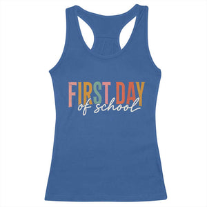 First Day of School Teacher Student Racerback Tank Top Funny Back to School Retro TS11 Royal Blue Print Your Wear