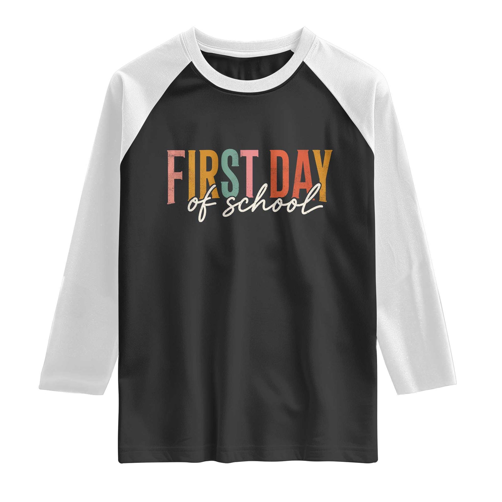 First Day of School Teacher Student Raglan Shirt Funny Back to School Retro TS11 Black White Print Your Wear