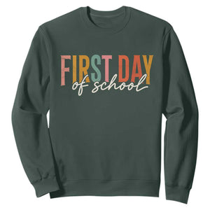 First Day of School Teacher Student Sweatshirt Funny Back to School Retro TS11 Dark Forest Green Print Your Wear