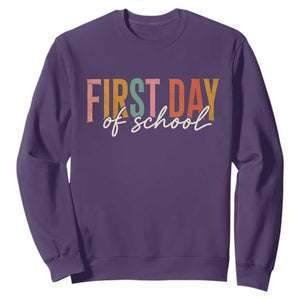 First Day of School Teacher Student Sweatshirt Funny Back to School Retro TS11 Purple Print Your Wear
