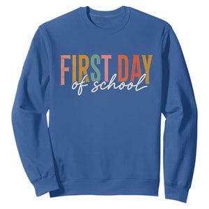First Day of School Teacher Student Sweatshirt Funny Back to School Retro TS11 Royal Blue Print Your Wear