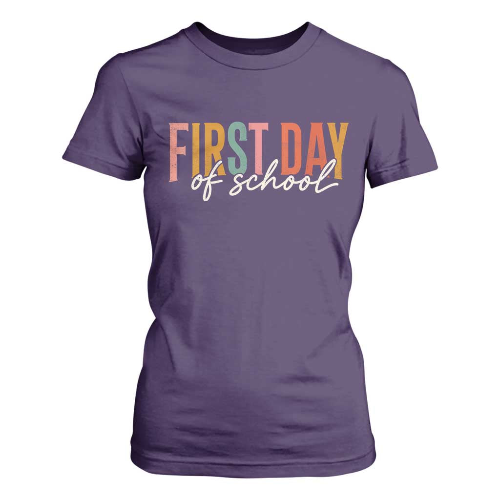 First Day of School Teacher Student T Shirt For Women Funny Back to School Retro TS11 Purple Print Your Wear