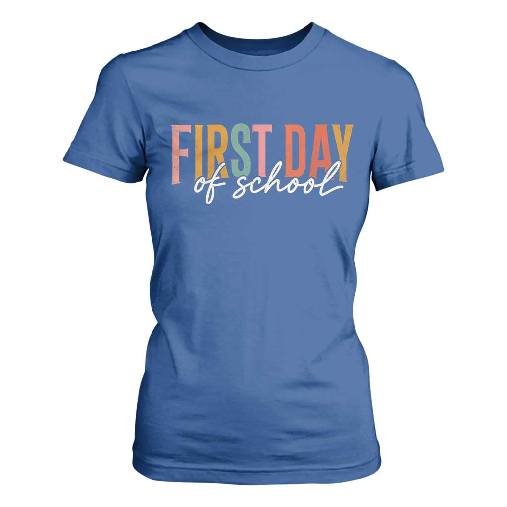 First Day of School Teacher Student T Shirt For Women Funny Back to School Retro TS11 Royal Blue Print Your Wear