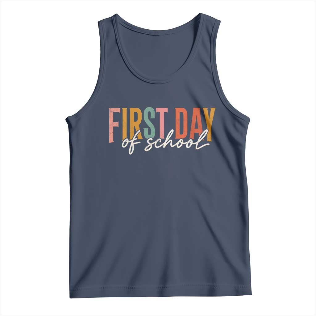 First Day of School Teacher Student Tank Top Funny Back to School Retro TS11 Navy Print Your Wear
