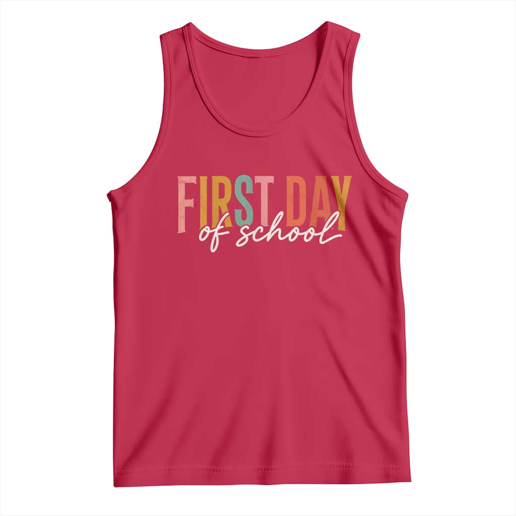 First Day of School Teacher Student Tank Top Funny Back to School Retro TS11 Red Print Your Wear