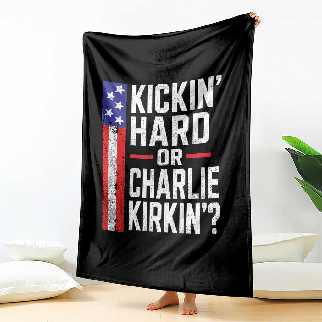 Funny Kickin Hard Or Kirkin US Political Throw Blanket Vintage American Flag