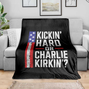 Funny Kickin Hard Or Kirkin US Political Throw Blanket Vintage American Flag