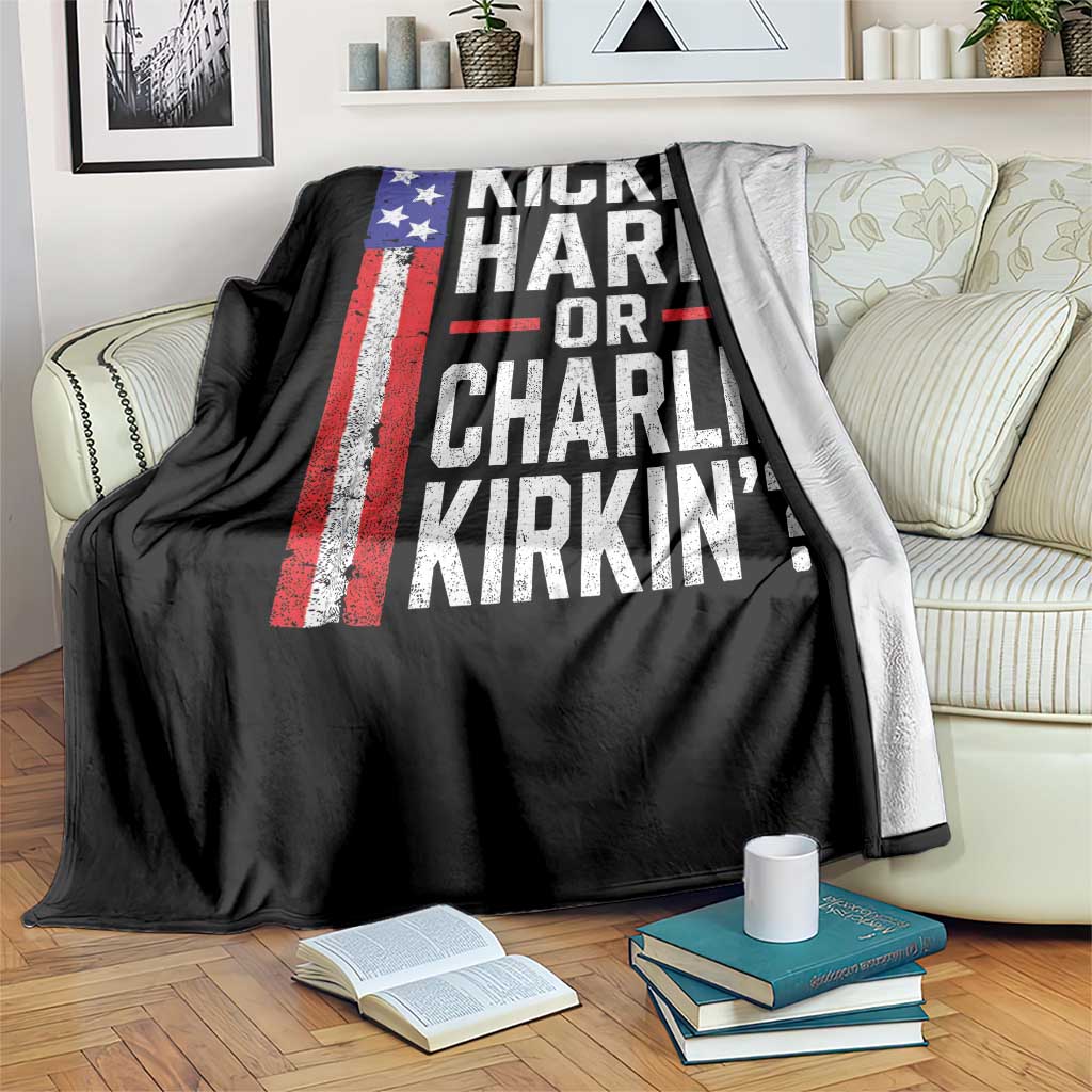 Funny Kickin Hard Or Kirkin US Political Throw Blanket Vintage American Flag