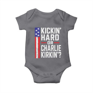 Funny Kickin Hard Or Kirkin US Political Baby Onesie Vintage American Flag