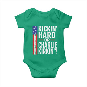Funny Kickin Hard Or Kirkin US Political Baby Onesie Vintage American Flag