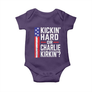 Funny Kickin Hard Or Kirkin US Political Baby Onesie Vintage American Flag