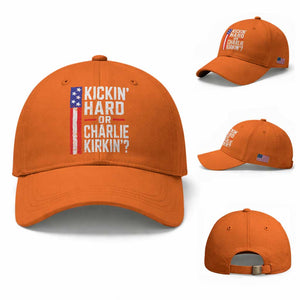 Funny Kickin Hard Or Kirkin US Political Baseball Cap Vintage American Flag