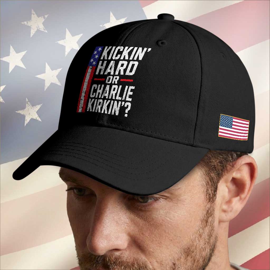 Funny Kickin Hard Or Kirkin US Political Baseball Cap Vintage American Flag
