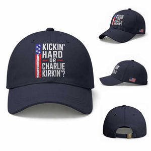 Funny Kickin Hard Or Kirkin US Political Baseball Cap Vintage American Flag