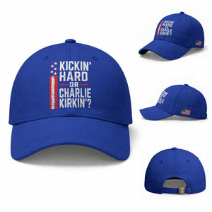 Funny Kickin Hard Or Kirkin US Political Baseball Cap Vintage American Flag