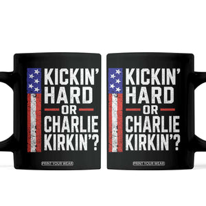 Funny Kickin Hard Or Kirkin US Political Coffee Mug Vintage American Flag
