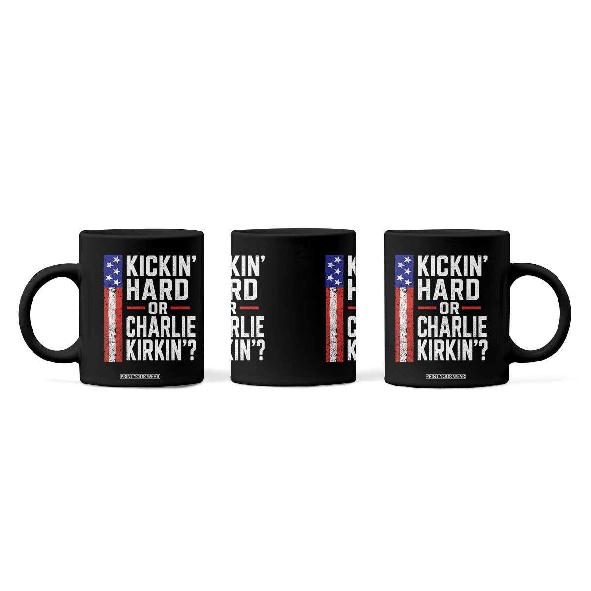 Funny Kickin Hard Or Kirkin US Political Coffee Mug Vintage American Flag