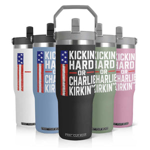Funny Kickin Hard Or Kirkin US Political Flip Straw Tumbler Vintage American Flag